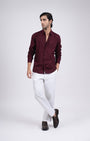 TAILORAEDGE Premium Lyocell Linen Shirt In Maroon