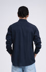 TAILORAEDGE Premium Lyocell Linen Shirt In Navy