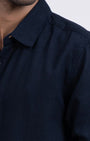 TAILORAEDGE Premium Lyocell Linen Shirt In Navy