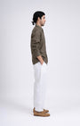 TAILORAEDGE Premium Lyocell Linen Shirt In Olive
