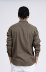 TAILORAEDGE Premium Lyocell Linen Shirt In Olive