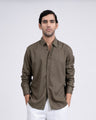 TAILORAEDGE Premium Lyocell Linen Shirt In Olive