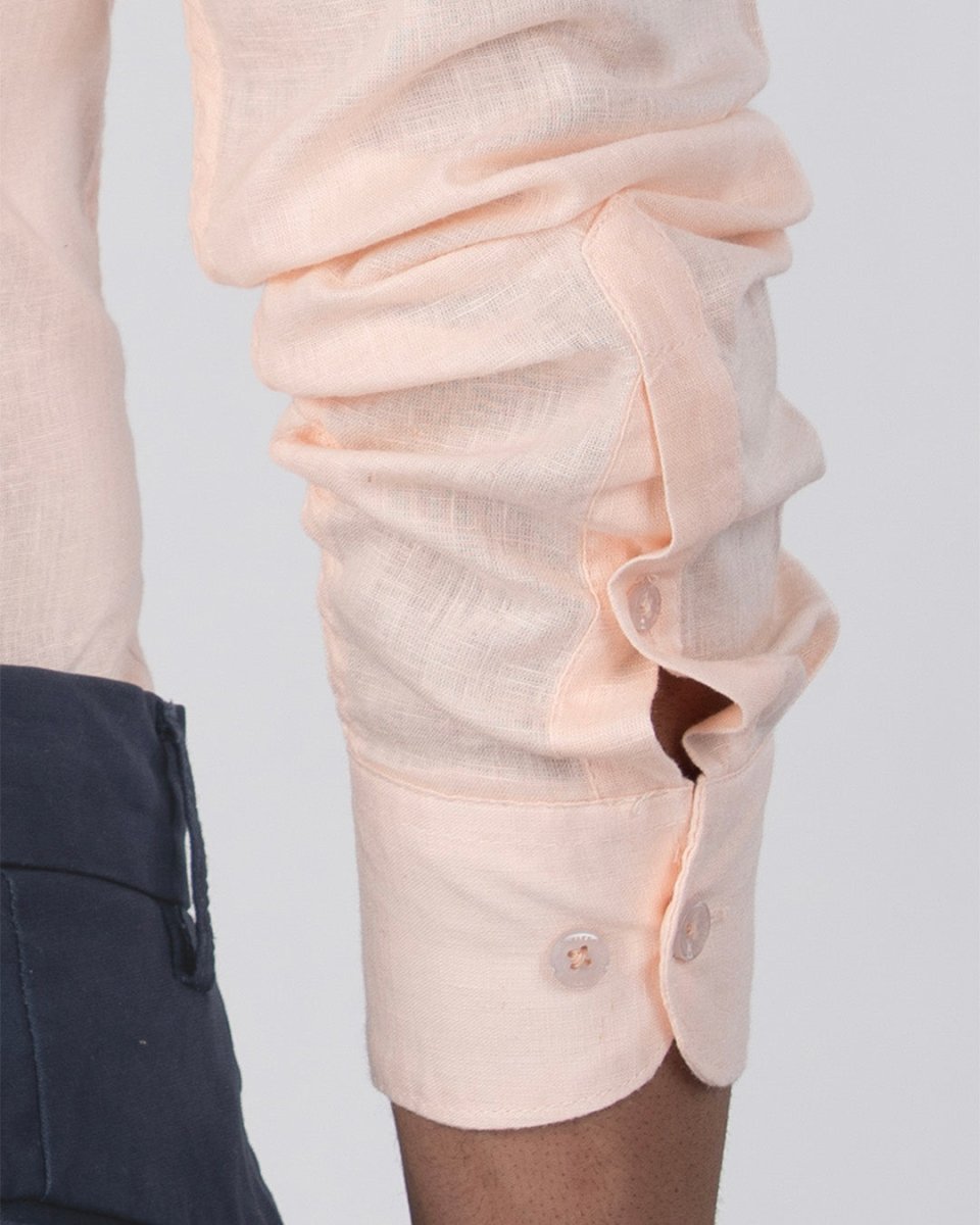 TAILORAEDGE Premium Lyocell Linen Shirt In Orange Peach