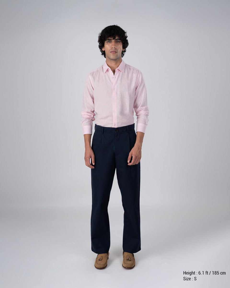 TAILORAEDGE Premium Lyocell Linen Shirt In Pink