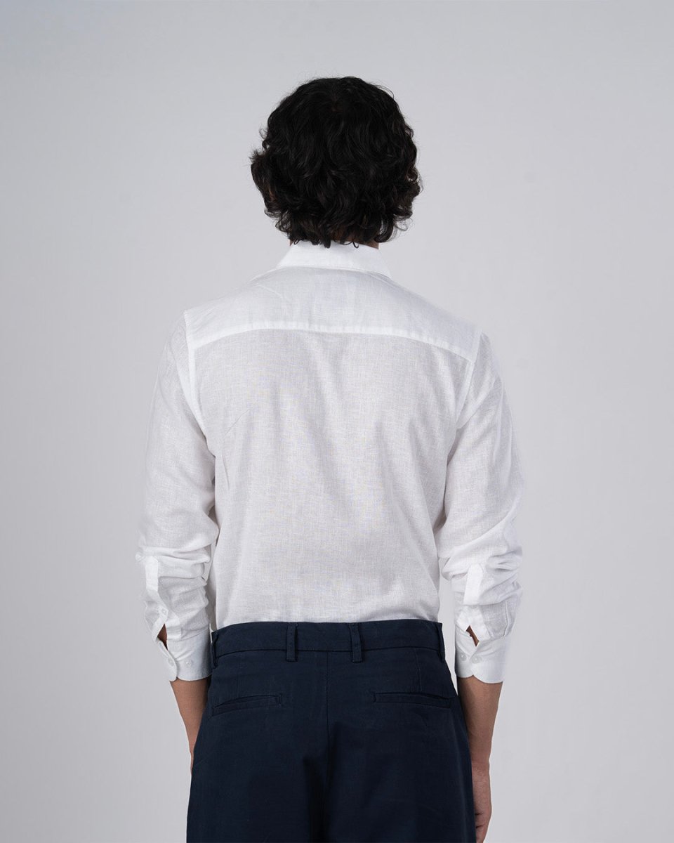 TAILORAEDGE Premium Lyocell Linen Shirt In White
