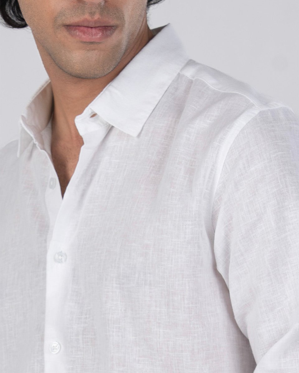 TAILORAEDGE Premium Lyocell Linen Shirt In White