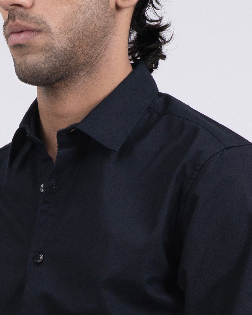 TAILORAEDGE Premium Oxford Cotton Shirt In Black