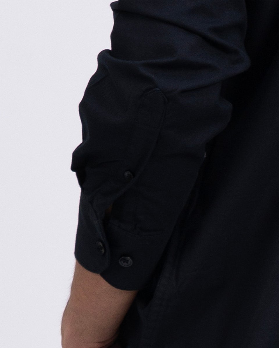 TAILORAEDGE Premium Oxford Cotton Shirt In Black