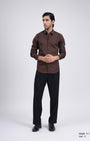 TAILORAEDGE Premium Oxford Cotton Shirt In Brown