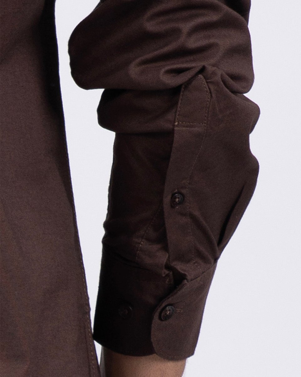 TAILORAEDGE Premium Oxford Cotton Shirt In Brown