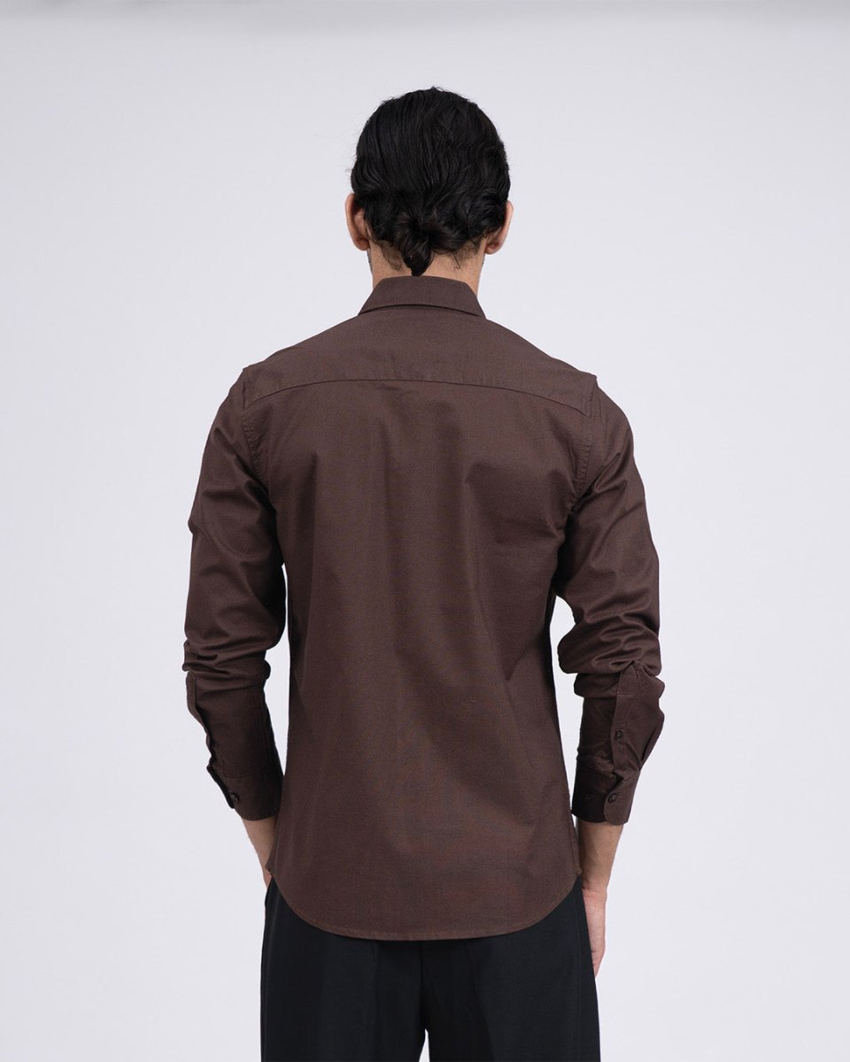 TAILORAEDGE Premium Oxford Cotton Shirt In Brown