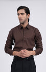 TAILORAEDGE Premium Oxford Cotton Shirt In Brown
