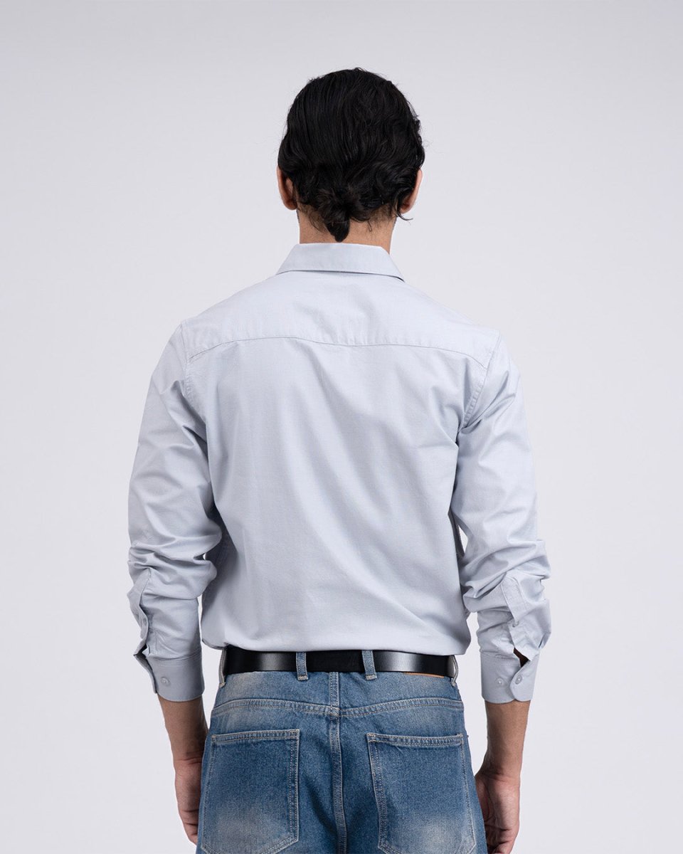 TAILORAEDGE Premium Oxford Cotton Shirt In Grey