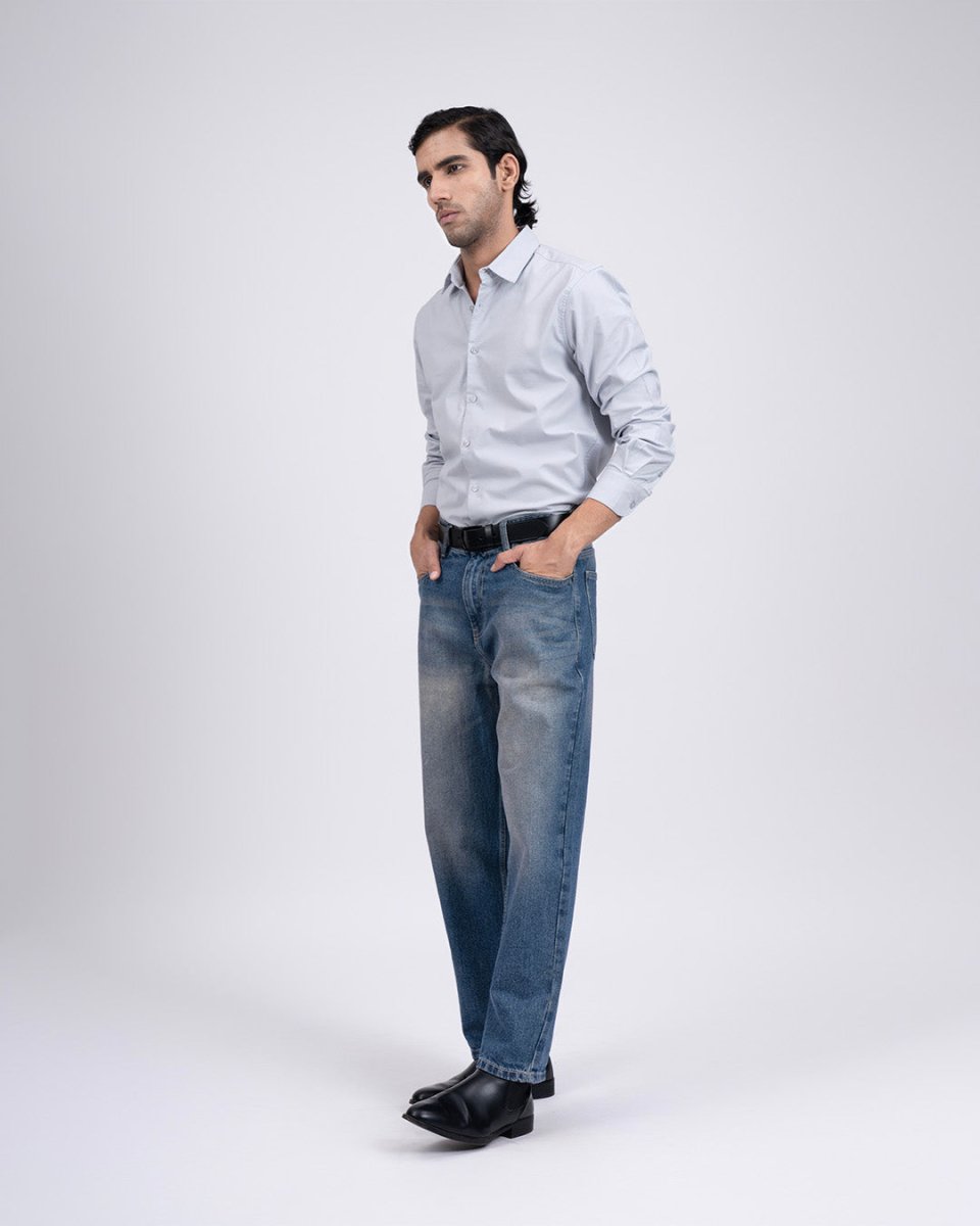 TAILORAEDGE Premium Oxford Cotton Shirt In Grey