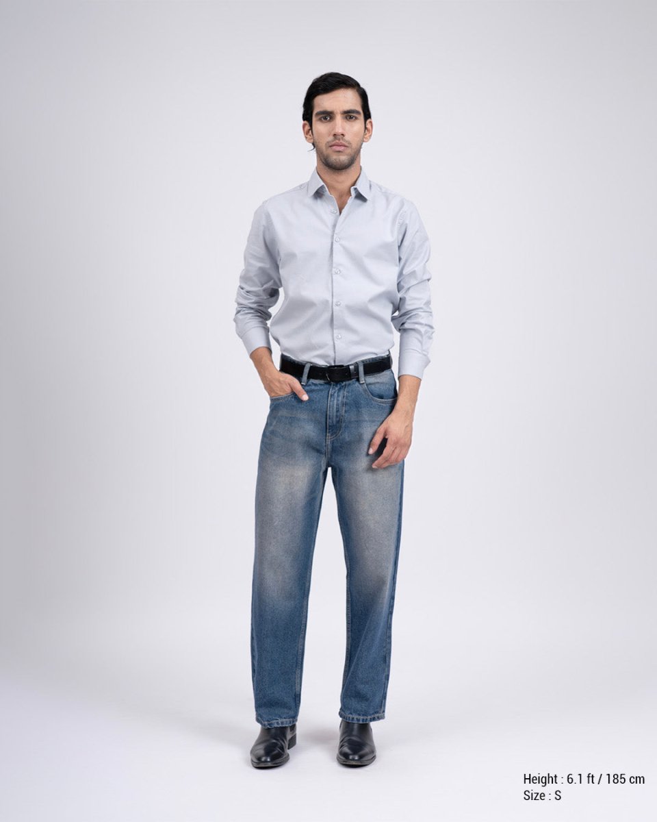 TAILORAEDGE Premium Oxford Cotton Shirt In Grey