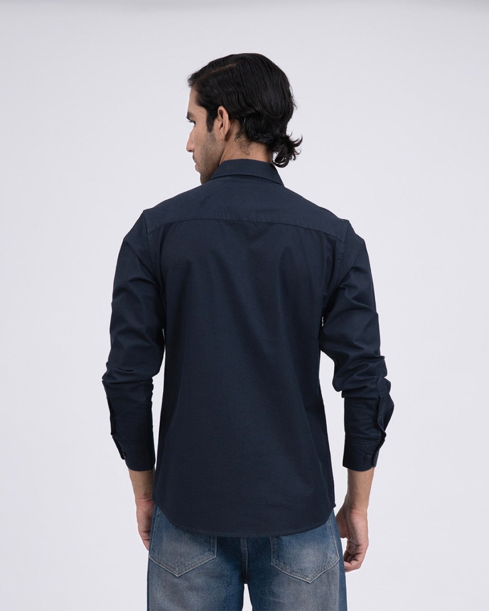 TAILORAEDGE Premium Oxford Cotton Shirt In Navy