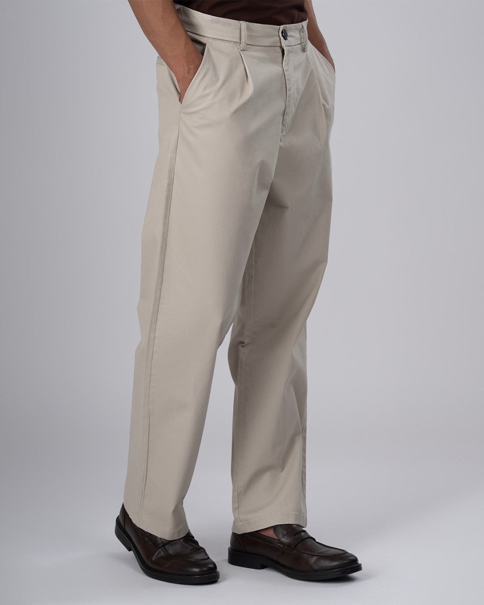 TAILORAEDGE Premium Signature Relaxed Chinos In Beige