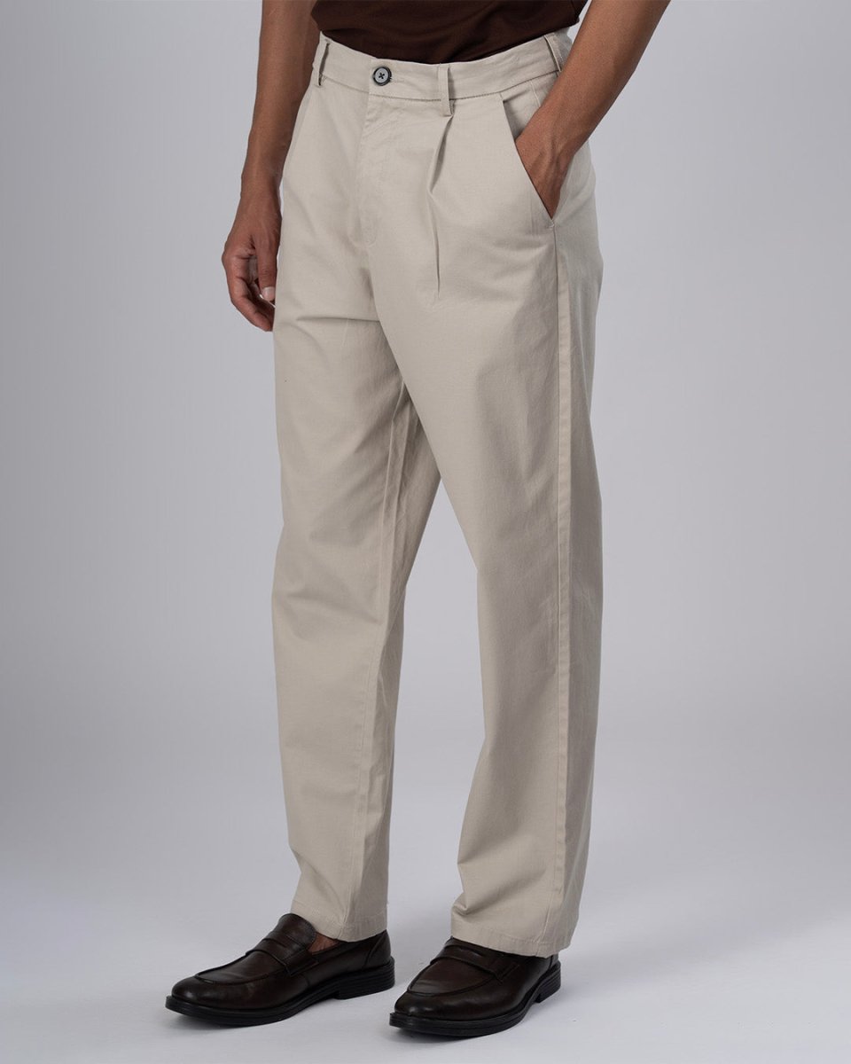 TAILORAEDGE Premium Signature Relaxed Chinos In Beige