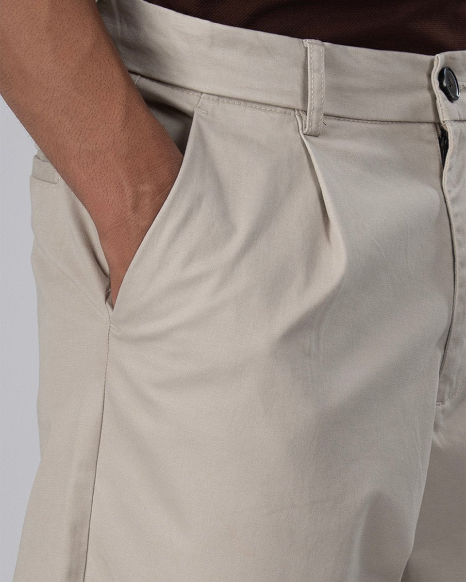 TAILORAEDGE Premium Signature Relaxed Chinos In Beige