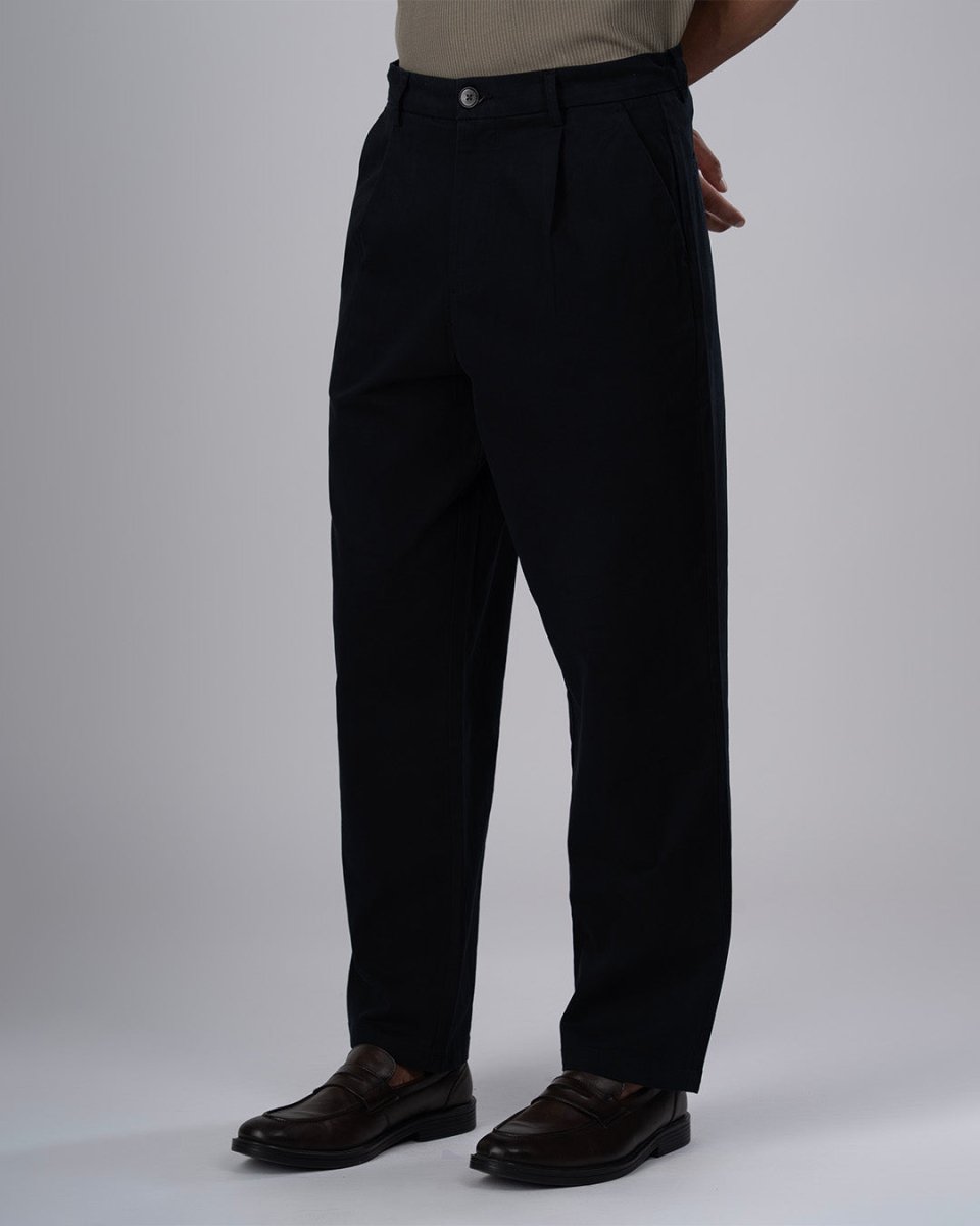 TAILORAEDGE Premium Signature Relaxed Chinos In Black
