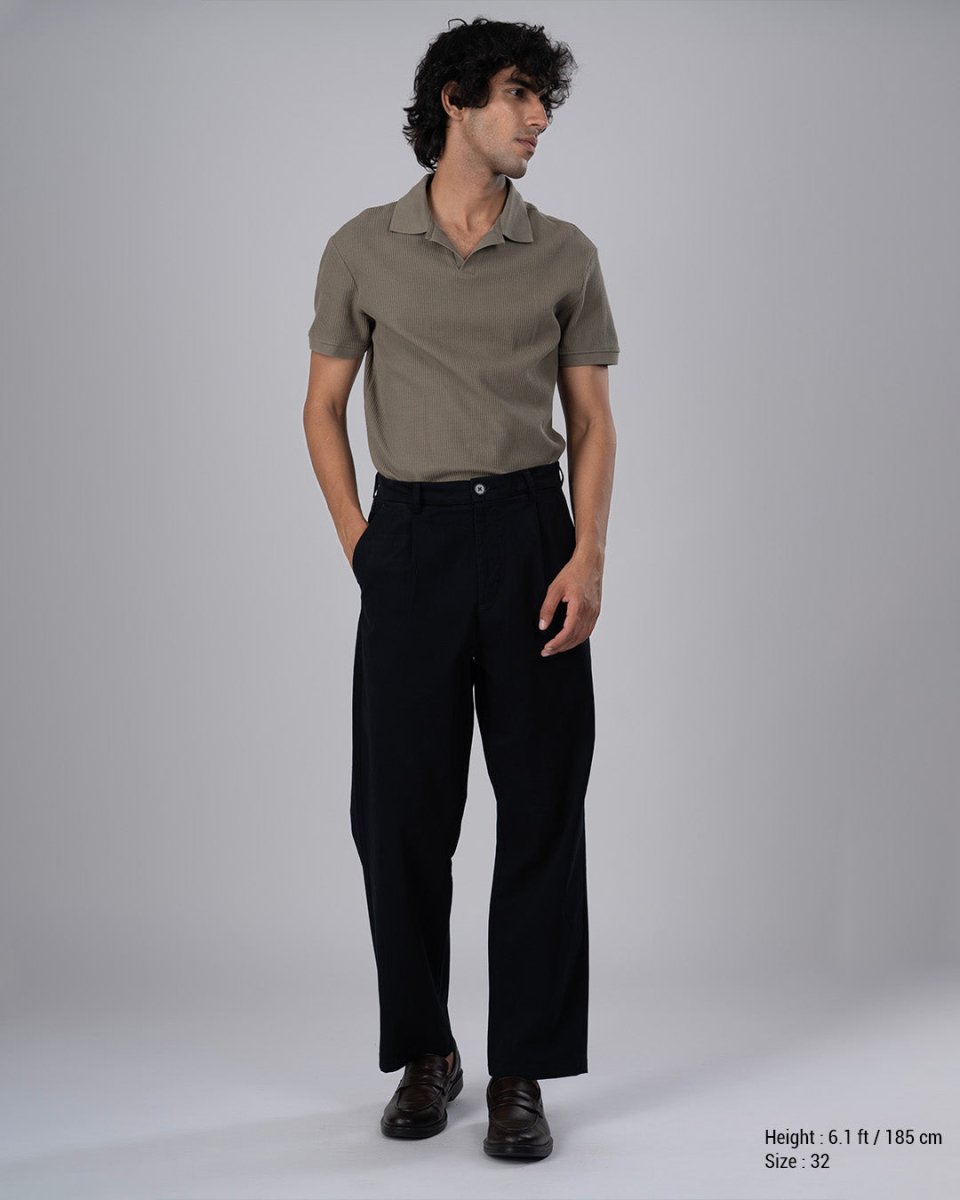 TAILORAEDGE Premium Signature Relaxed Chinos In Black