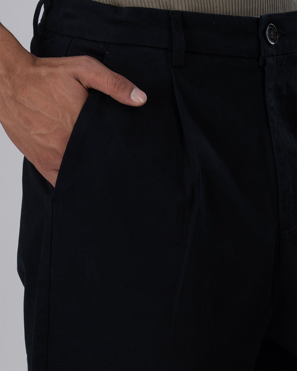 TAILORAEDGE Premium Signature Relaxed Chinos In Black