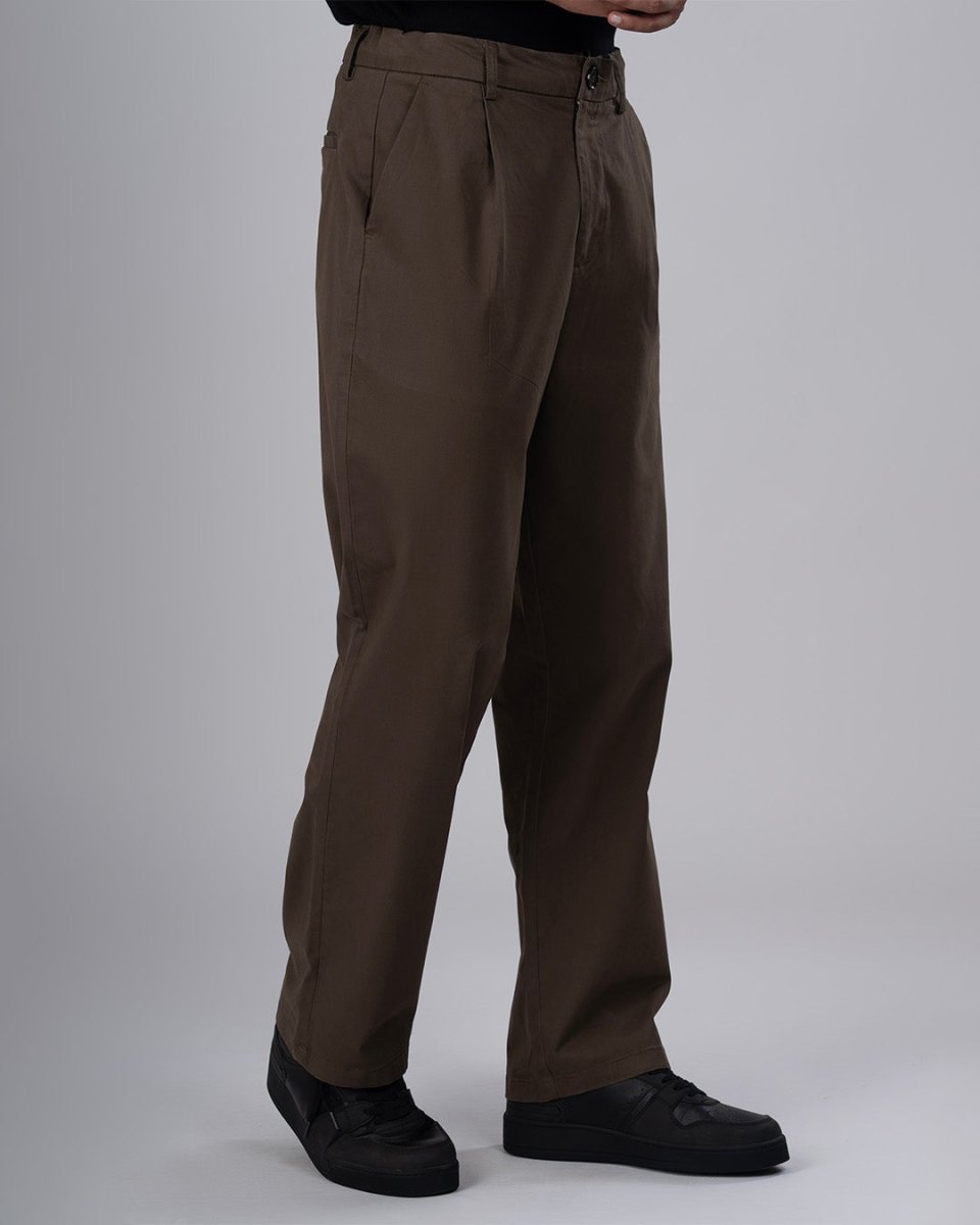 TAILORAEDGE Premium Signature Relaxed Chinos In Brown