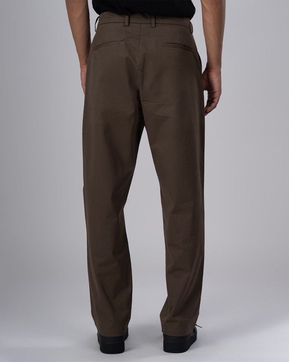 TAILORAEDGE Premium Signature Relaxed Chinos In Brown