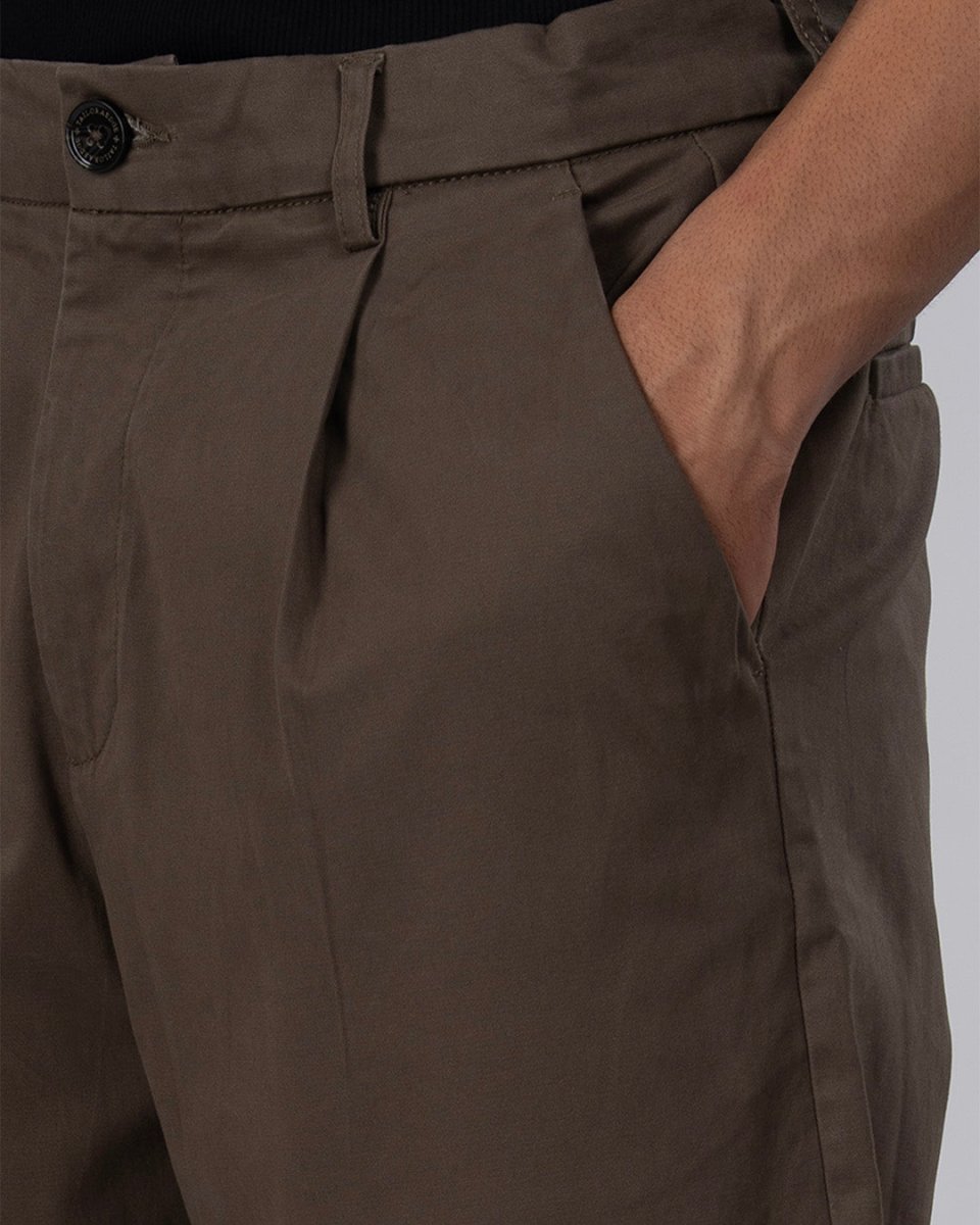 TAILORAEDGE Premium Signature Relaxed Chinos In Brown