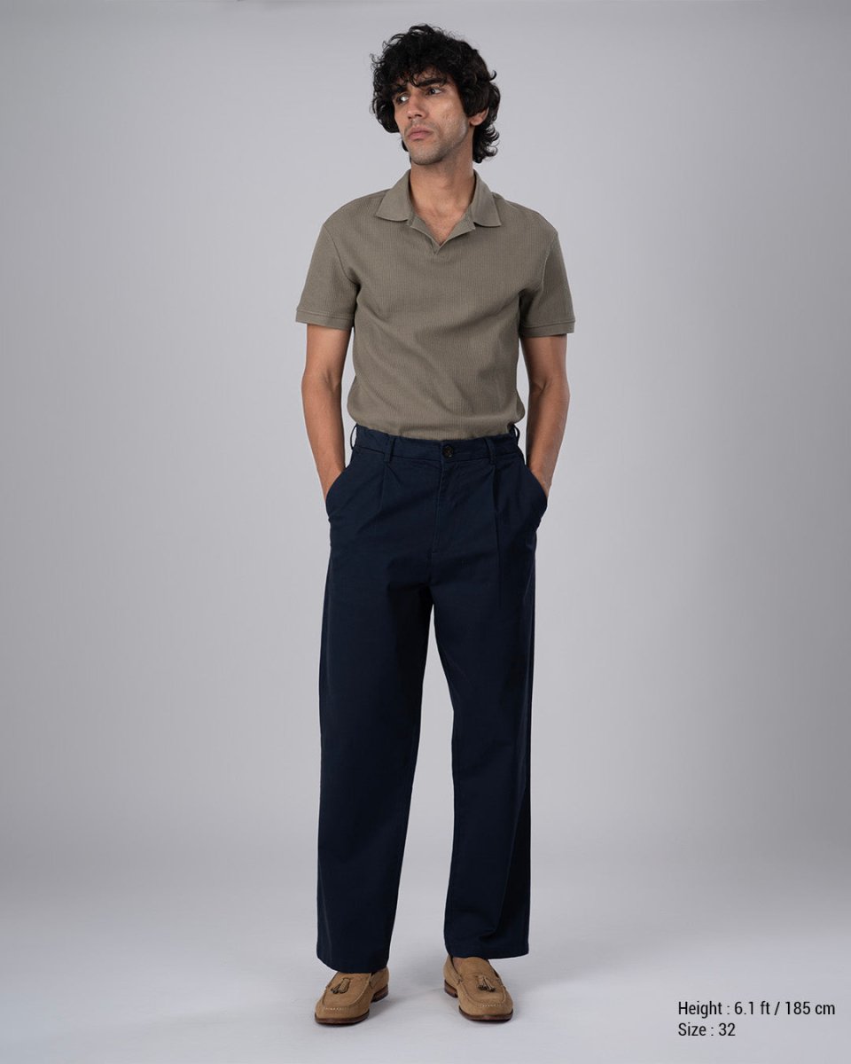 TAILORAEDGE Premium Signature Relaxed Chinos In Navy