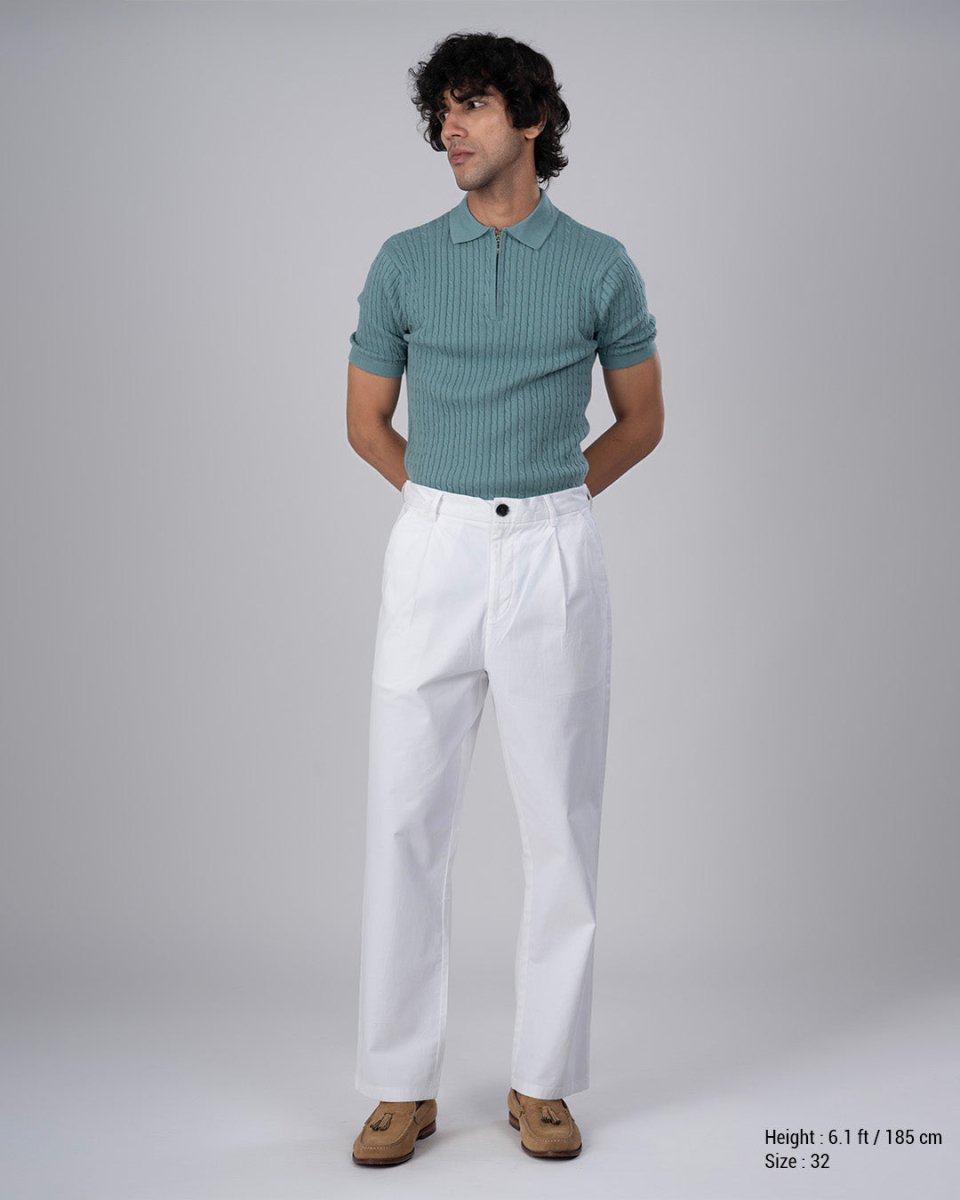 TAILORAEDGE Premium Signature Relaxed Chinos In White