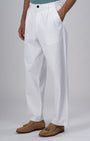 TAILORAEDGE Premium Signature Relaxed Chinos In White