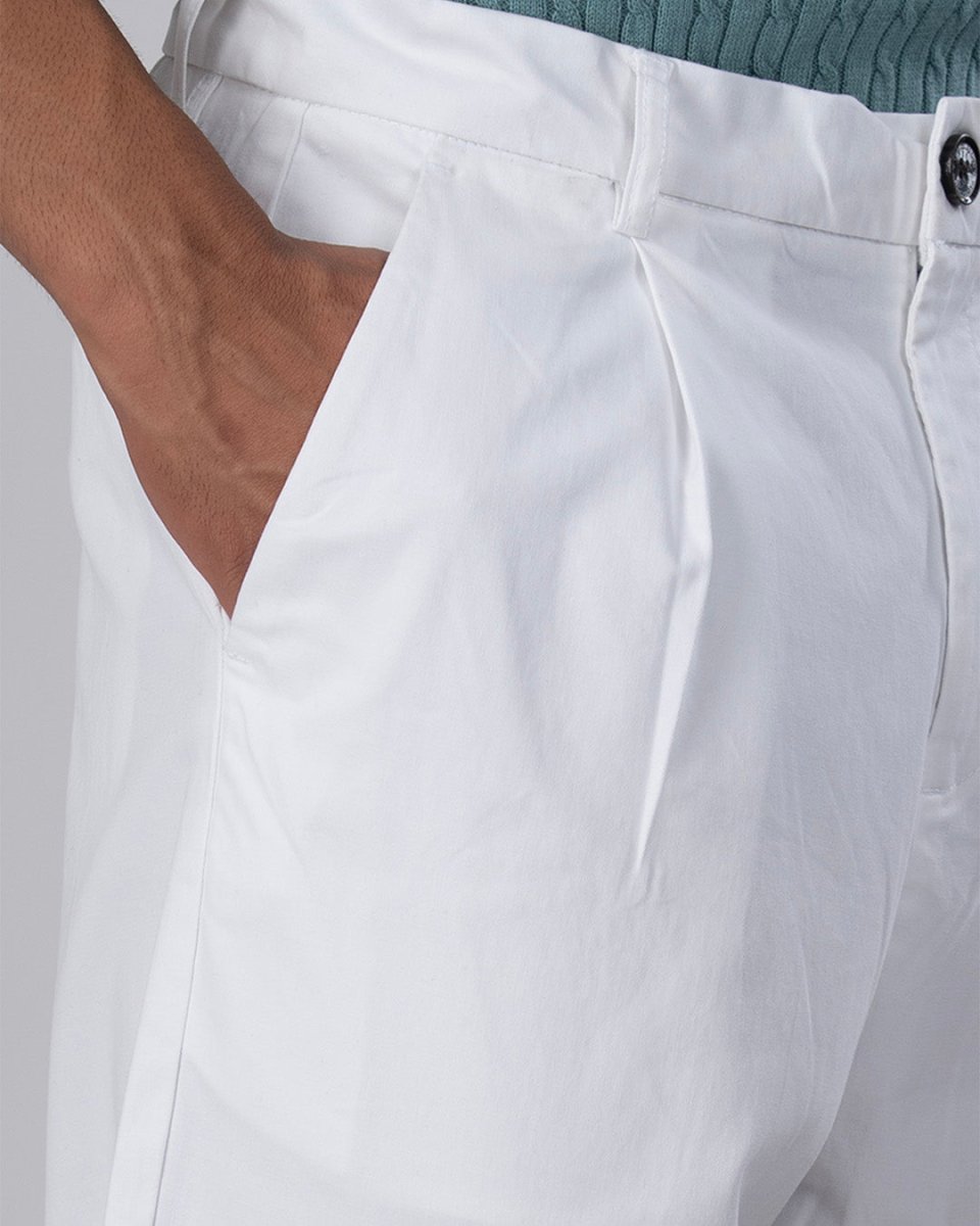 TAILORAEDGE Premium Signature Relaxed Chinos In White
