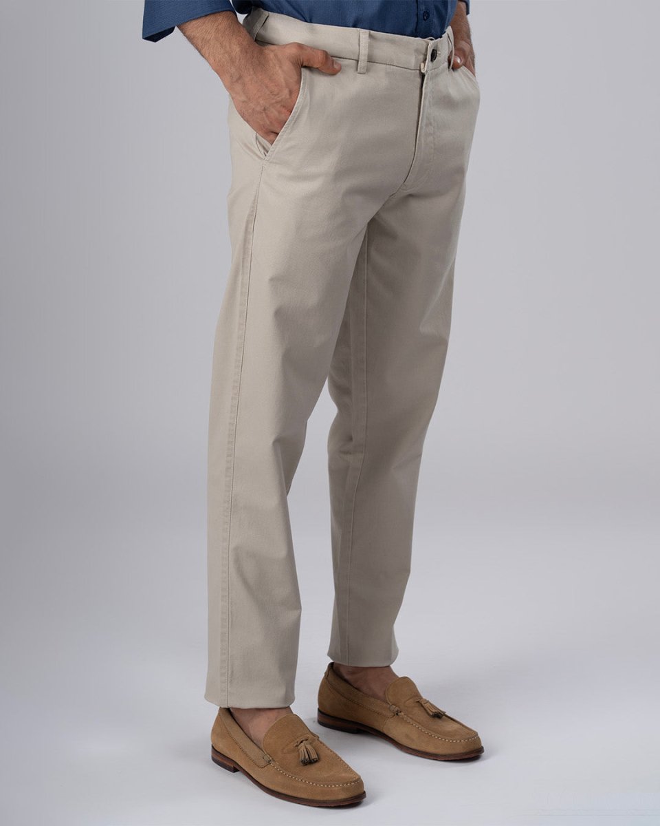 TAILORAEDGE Premium Signature Tailored Chinos In Beige