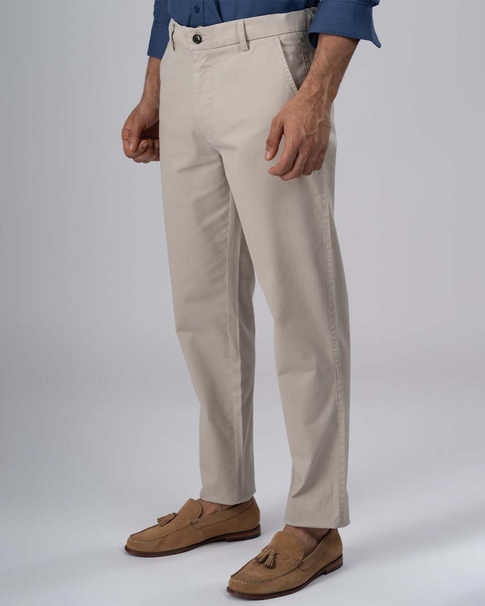 TAILORAEDGE Premium Signature Tailored Chinos In Beige