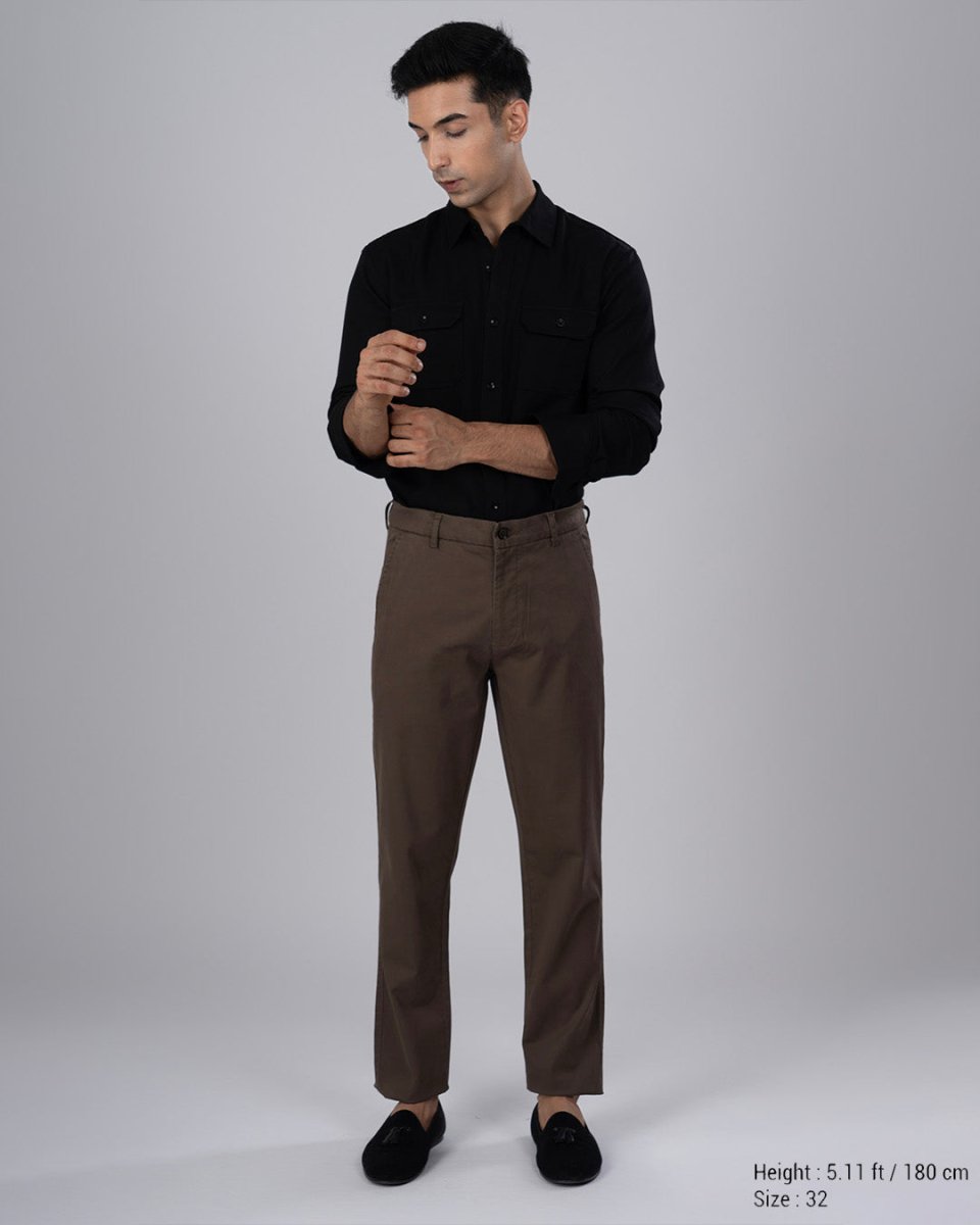 TAILORAEDGE Premium Signature Tailored Chinos In Brown