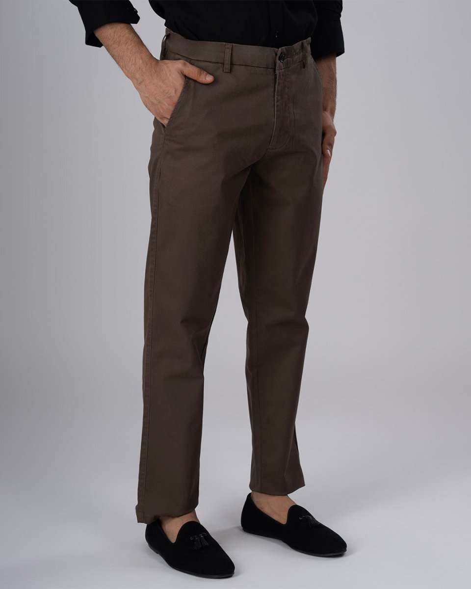 TAILORAEDGE Premium Signature Tailored Chinos In Brown