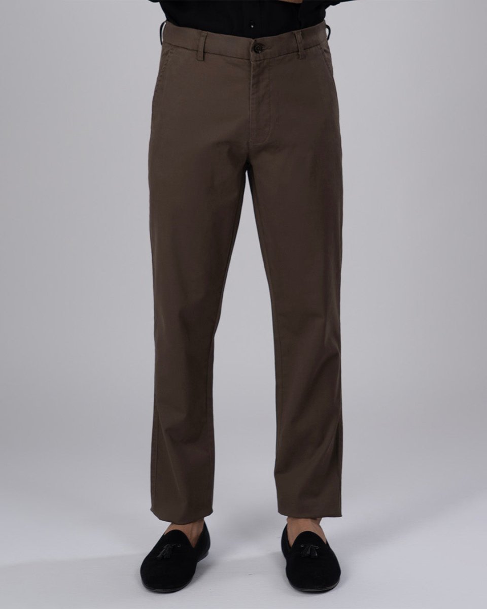 TAILORAEDGE Premium Signature Tailored Chinos In Brown