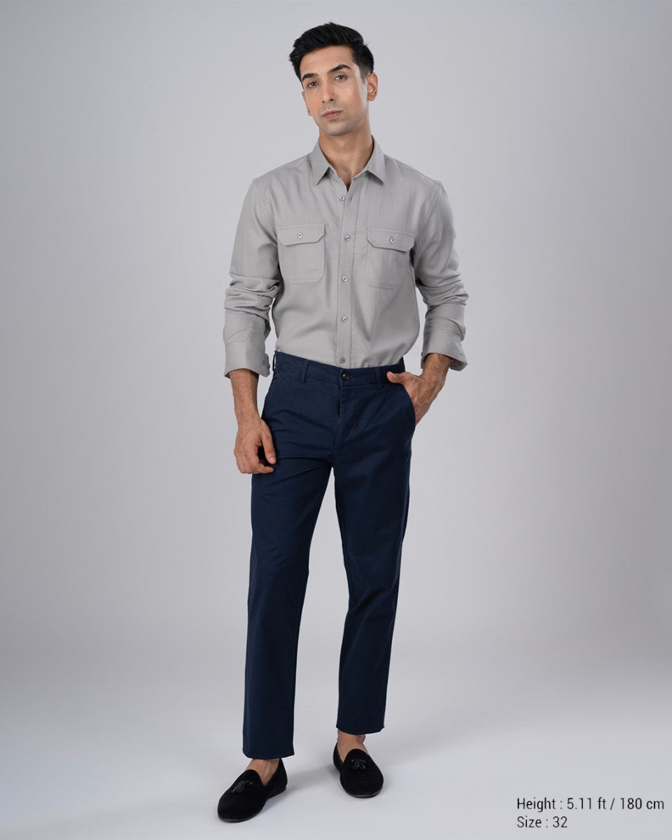 TAILORAEDGE Premium Signature Tailored Chinos In Navy