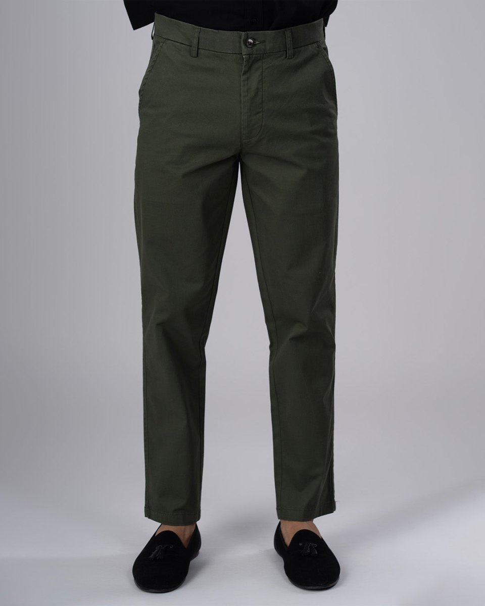 TAILORAEDGE Premium Signature Tailored Chinos In Olive