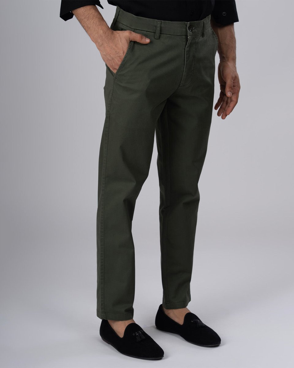 TAILORAEDGE Premium Signature Tailored Chinos In Olive