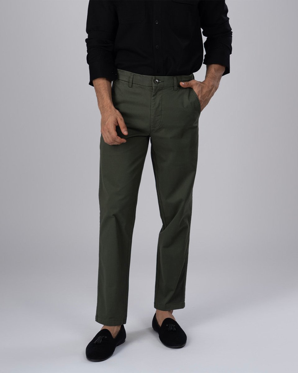 TAILORAEDGE Premium Signature Tailored Chinos In Olive