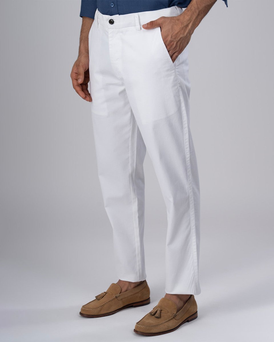 TAILORAEDGE Premium Signature Tailored Chinos In White