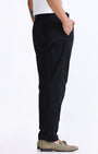 TAILORAEDGE Raw Slub Pleated Trouser In Black
