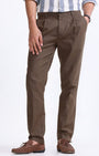 TAILORAEDGE Raw Slub Pleated Trouser In Fur Brown