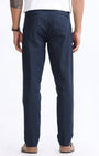 TAILORAEDGE Raw Slub Pleated Trouser In Navy