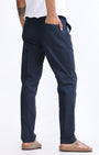 TAILORAEDGE Raw Slub Pleated Trouser In Navy