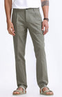 TAILORAEDGE Raw Slub Pleated Trouser In Pine Olive