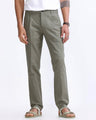 TAILORAEDGE Raw Slub Pleated Trouser In Pine Olive