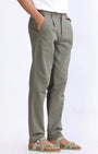 TAILORAEDGE Raw Slub Pleated Trouser In Pine Olive